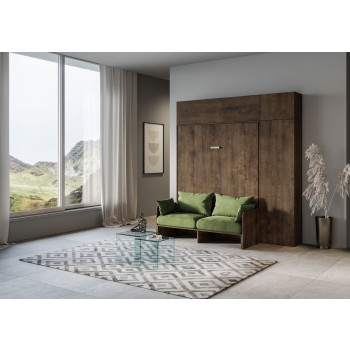 Mod. Kentaro Double Bed 160 with Sofa - Kentaro 160 foldaway double bed with sofa and white ash, green furniture