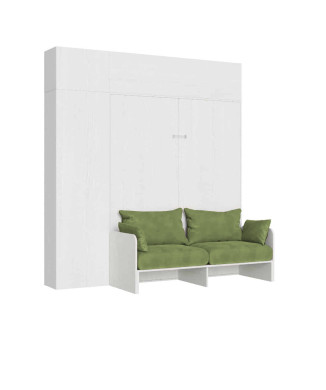 Mod. Kentaro Double Bed 160 with Sofa - Kentaro 160 foldaway double bed with sofa and white ash, green furniture