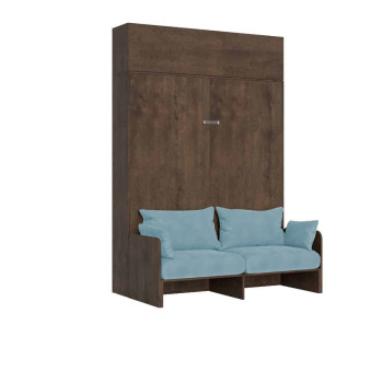 Mod. Kentaro Double Bed 160 with Sofa - Kentaro 160 foldaway double bed with sofa and wall unit in white, ash and light blue