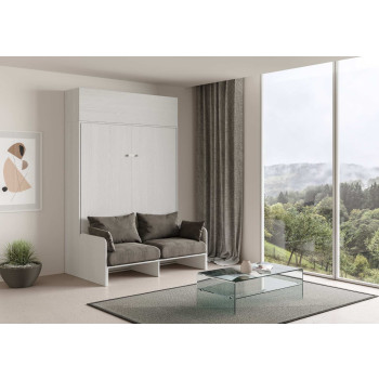 Mod. Kentaro Double Bed 160 with Sofa - Kentaro 160 foldaway double bed with sofa and wall unit in white ash, grey