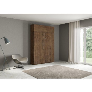Mod.Kentaro Matrimoniale 160 - 160 Kentaro foldaway double bed with white ash wall unit