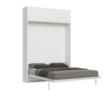 Mod.Kentaro Matrimoniale 160 - 160 Kentaro foldaway double bed with white ash wall unit