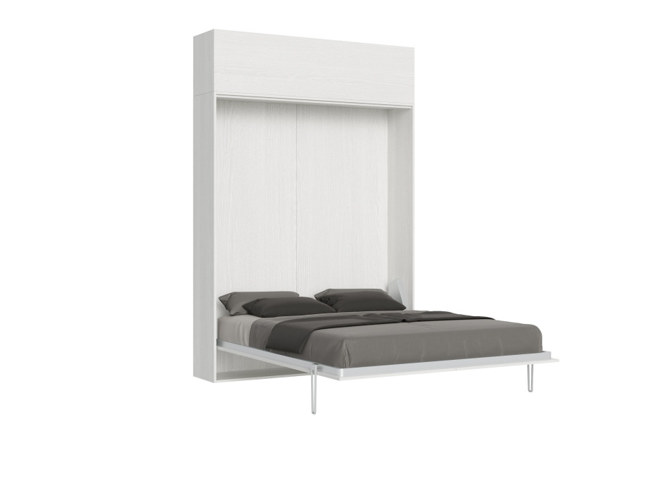 Mod.Kentaro Matrimoniale 160 - 160 Kentaro foldaway double bed with white ash wall unit