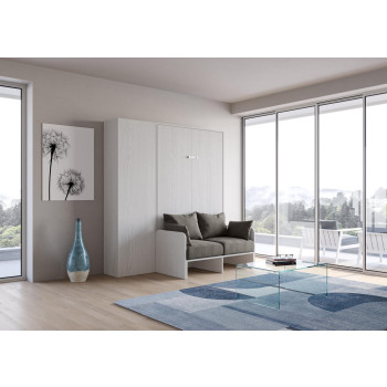 Mod.Kentaro Sofà 1/2 - 120cm vertical foldaway queen-size bed Kentaro Sofà with column White Ash