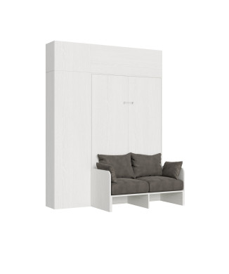 Mod.Kentaro Sofà 1/2 - 120cm vertical foldaway queen-size bed Kentaro Sofà with column and wall units White Ash