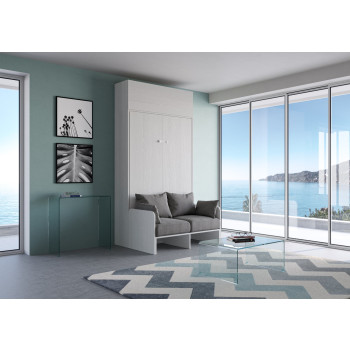 Mod.Kentaro Sofà 1/2 - 120cm vertical foldaway queen-size bed Kentaro Sofà with vasistas wall unit White Ash