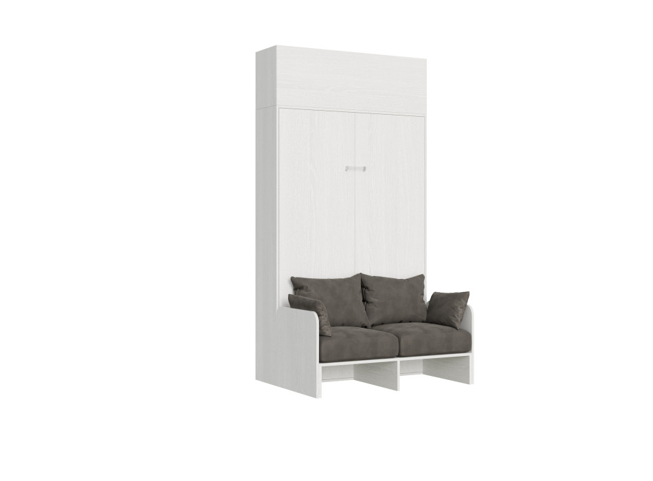 Mod.Kentaro Sofà 1/2 - 120cm vertical foldaway queen-size bed Kentaro Sofà with vasistas wall unit White Ash