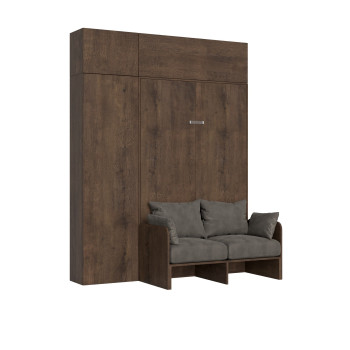 Mod.Kentaro French Sofa - 140cm vertical foldaway double bed Kentaro Sofa with column and wall units White Ash