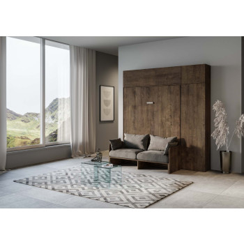 Mod.Kentaro Double Sofa - 160cm vertical foldaway double bed Kentaro Sofa with column and wall units White Ash