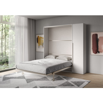 Mod. Versia French 140 with 1 door wardrobe left-right - French foldaway double bed 140 Versia with 1 door wardrobe right clay