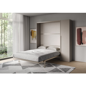 Mod. Versia French 140 with 1 door wardrobe left-right - French foldaway double bed 140 Versia with 1 door wardrobe right clay
