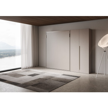 Mod. Versia French 140 with 2-door wardrobe left-right - 140 Versia foldaway French double bed with 2-door right wardrobe clay