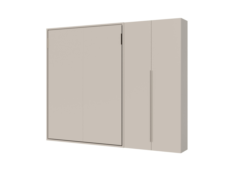 Mod. Versia French 140 with 2-door wardrobe left-right - 140 Versia foldaway French double bed with 2-door right wardrobe clay