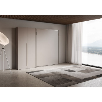 Mod. Versia French 140 with 2-door wardrobe left-right - French foldaway double bed 140 Versia with 2-door wardrobe left clay