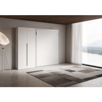 Mod. Versia French 140 with 2-door wardrobe left-right - French foldaway double bed 140 Versia with 2-door wardrobe left clay