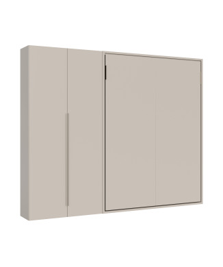 Mod. Versia French 140 with 2-door wardrobe left-right - French foldaway double bed 140 Versia with 2-door wardrobe left clay