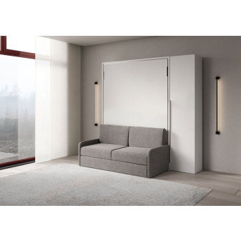 Mod. Versia French 140 with sofa and wardrobe with 1 door left-right - French foldaway double bed 140 Versia with sofa and wardrobe with 1 door right clay