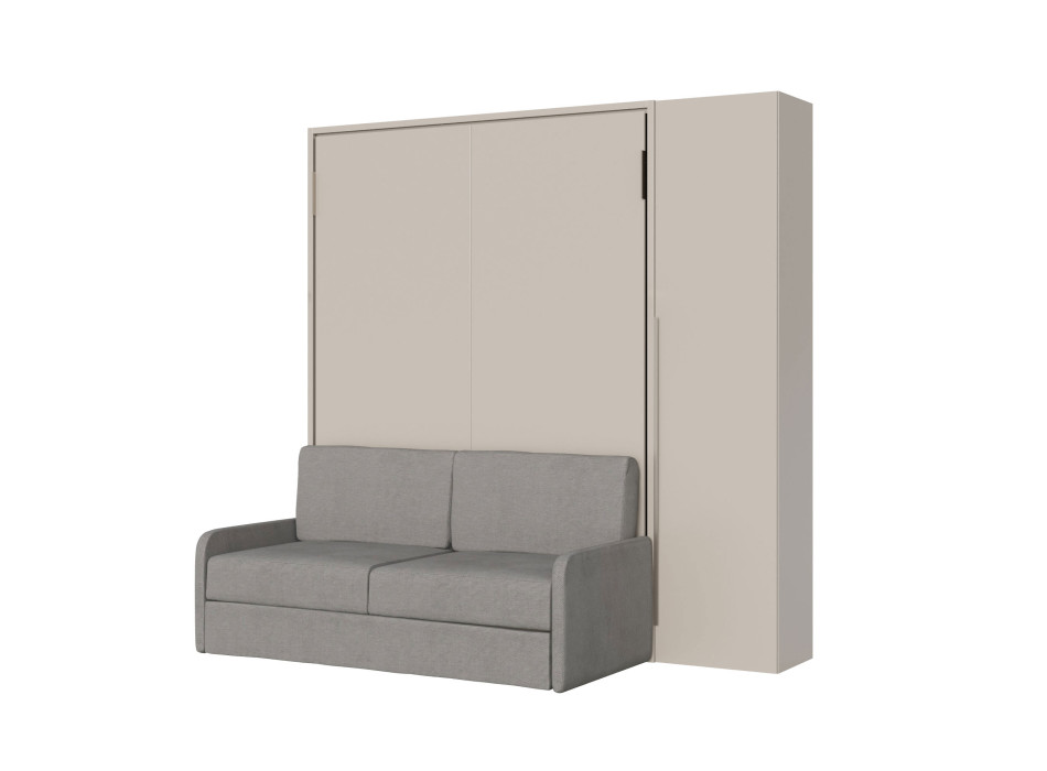 Mod. Versia French 140 with sofa and wardrobe with 1 door left-right - French foldaway double bed 140 Versia with sofa and wardrobe with 1 door right clay