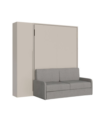 Mod. Versia French 140 with sofa and wardrobe with 1 door left-right - French foldaway double bed 140 Versia with sofa and wardrobe with 1 door left clay