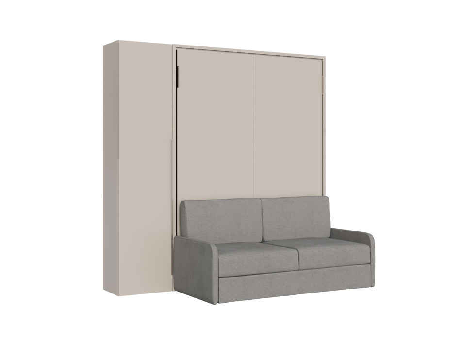 Mod. Versia French 140 with sofa and wardrobe with 1 door left-right - French foldaway double bed 140 Versia with sofa and wardrobe with 1 door left clay