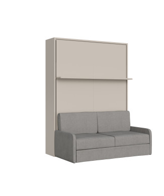 Mod. Versia French 140 with sofa and shelf - French foldaway double bed 140 Versia with sofa and clay shelf
