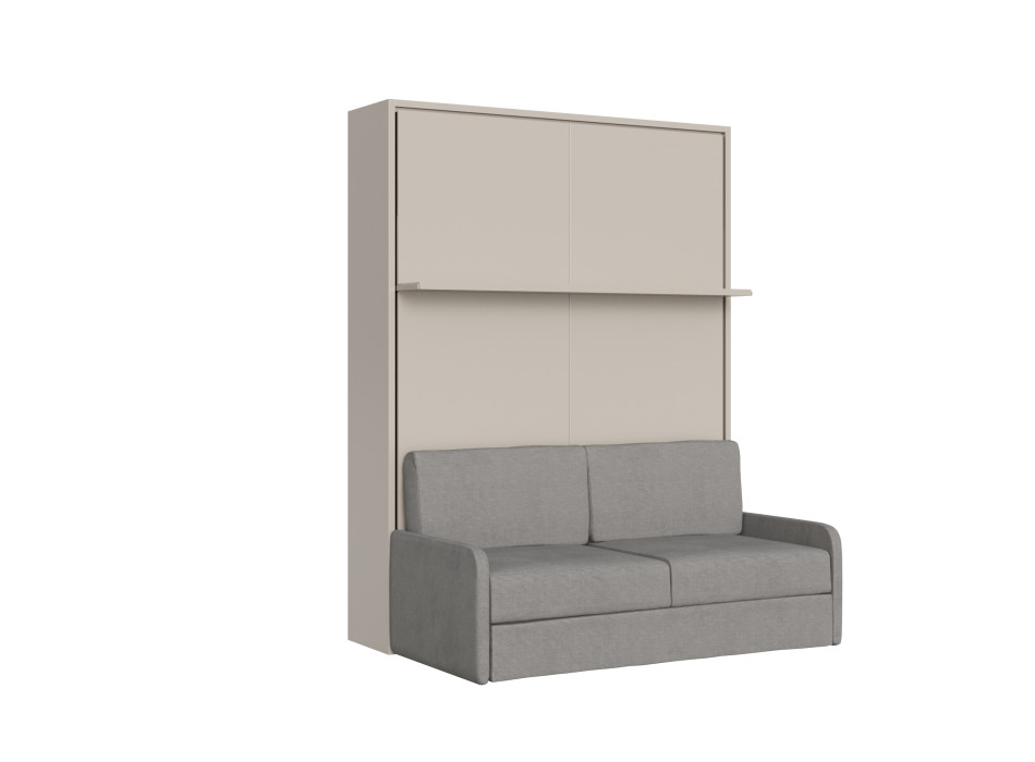 Mod. Versia French 140 with sofa and shelf - French foldaway double bed 140 Versia with sofa and clay shelf