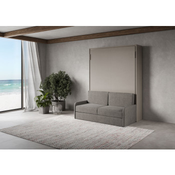 Mod. Versia French 140 with sofa - French foldaway double bed 140 Versia with clay sofa