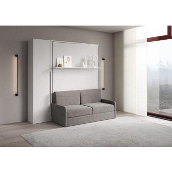 Mod. Versia French 140 with sofa, shelf and wardrobe with 1 door left-right - French foldaway double bed 140 Versia with sofa, shelf and wardrobe with 1 door left clay