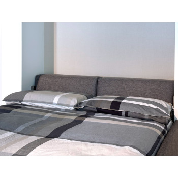 Mod. Versia French 140 with sofa, shelf and 2-door wardrobe left-right - French foldaway double bed 140 Versia with sofa, shelf and 2-door wardrobe right clay