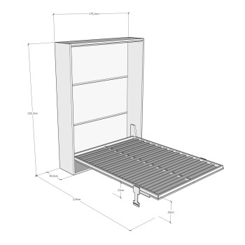 Mod. Versia double bed 160 cm - 160 cm Versia clay wall bed