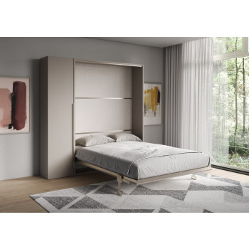 Mod. Versia double bed 160 with 1 door wardrobe left-right - 160 Versia foldaway double bed with 1 door wardrobe left clay