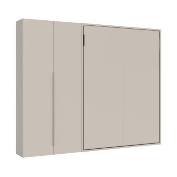 Mod. Versia double bed 160 with 2-door wardrobe left-right - 160 Versia foldaway double bed with 2-door wardrobe left clay