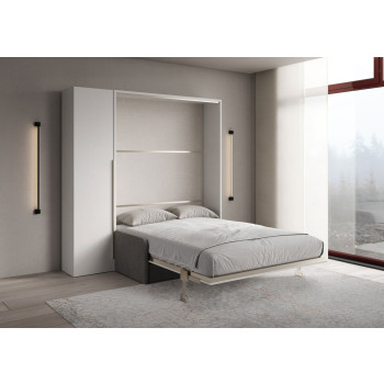 Mod. Versia double bed 160 with sofa and wardrobe with 1 door left-right - Double foldaway bed 160 Versia with sofa and wardrobe with 1 door left clay