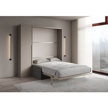 Mod. Versia double bed 160 with sofa and wardrobe with 1 door left-right - Double foldaway bed 160 Versia with sofa and wardrobe with 1 door left clay
