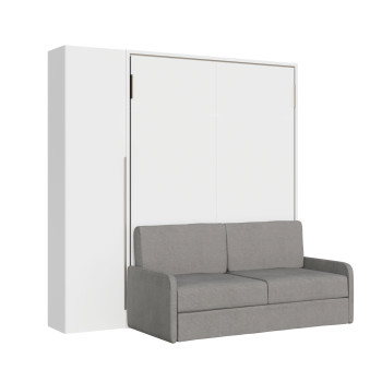 Mod. Versia double bed 160 with sofa and wardrobe with 1 door left-right - Double foldaway bed 160 Versia with sofa and wardrobe with 1 door left clay