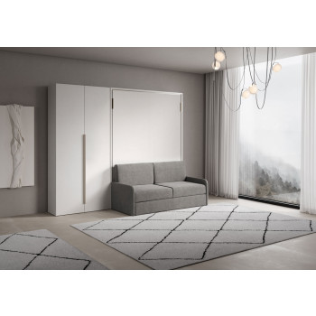 Mod. Versia double bed 160 with sofa and 2-door wardrobe left-right - 160 Versia foldaway double bed with sofa and 2-door wardrobe left clay