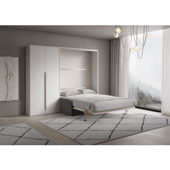 Mod. Versia double bed 160 with sofa and 2-door wardrobe left-right - 160 Versia foldaway double bed with sofa and 2-door wardrobe left clay