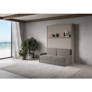 Mod. Versia double bed 160 with sofa and shelf - Versia foldaway double bed 160 with sofa and clay shelf