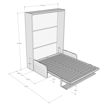 Mod. Versia double bed 160 with sofa and shelf - Versia foldaway double bed 160 with sofa and clay shelf