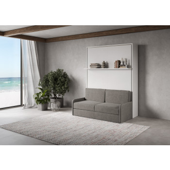 Mod. Versia double bed 160 with sofa and shelf - Versia foldaway double bed 160 with sofa and clay shelf