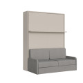 160cm vertical foldaway double bed Versia Sofà with sofa, Argilla shelf