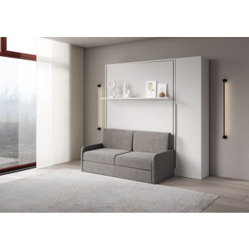 Mod. Versia double bed 160 with sofa, shelf and wardrobe with 1 door left-right - Double foldaway bed 160 Versia with sofa, shelf and wardrobe with 1 door right clay