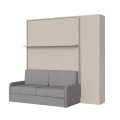 160cm vertical foldaway double bed Versia Sofà with sofa, shelf and 1-door right-hand wardrobe Clay