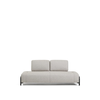 Compo 2-seater sofa in greyish beige with black metal frame, 200 cm, FSC Mix Credit