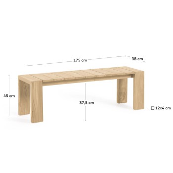 Victoire outdoor bench in solid teak wood