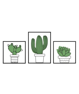 CACTUS WALL PANEL SET 3PCS 33X1,3X46,5-33X1,3X33