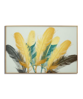 GLASS PANEL W/FEATHERS FRAME