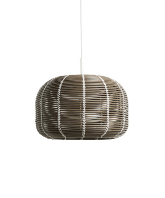 Garoina outdoor ceiling lamp shade in dove-grey synthetic rattan Ø 50 cm
