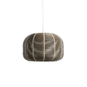 Garoina outdoor ceiling lamp shade in dove-grey synthetic rattan Ø 50 cm