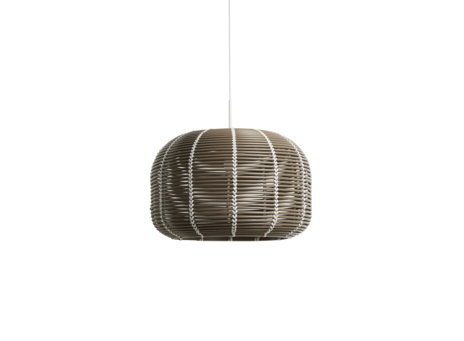 Garoina outdoor ceiling lamp shade in dove-grey synthetic rattan Ø 50 cm
